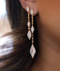 donna rose cut drop earrings rose gold on woman's ear
