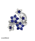 Damaso - 1AN1790036.3 White Gold Diamond And Blue Sapphire Flower Ring