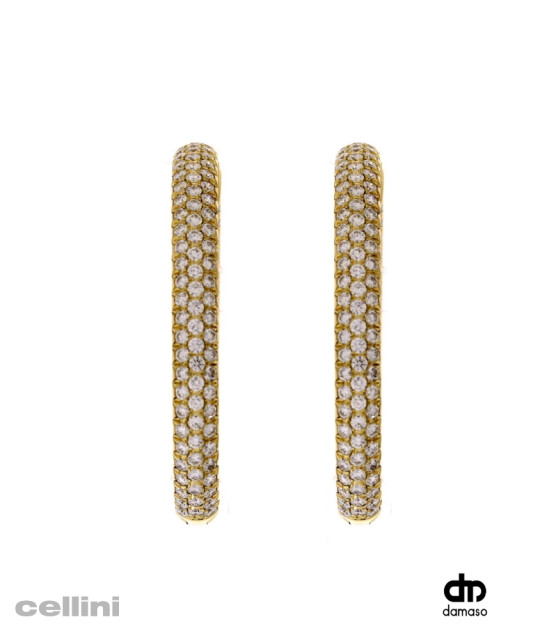 Damaso Yellow Gold Pavé Oval Hoop Earring