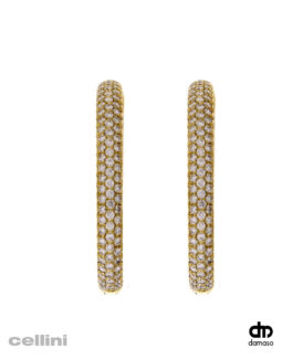 Damaso Yellow Gold Pavé Oval Hoop Earring