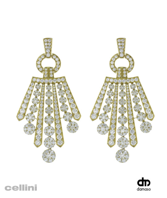 Damaso Art Deco Diamond Drop Earrings