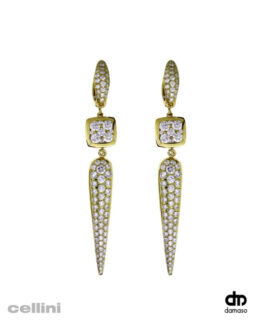 Damaso Yellow Gold and Diamond Pointy Drop Earrings