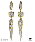 Damaso Yellow Gold and Diamond Pointy Drop Earrings