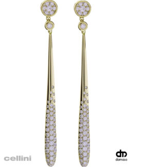 Damaso Yellow Gold and Diamond Long Drop Earrings