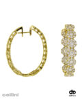 Damaso Yellow Gold and Diamond Medium Oval Hoop Earrings