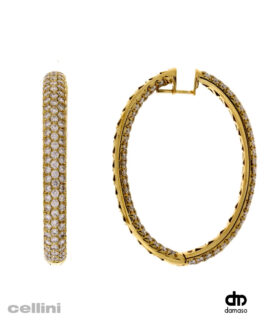 Damaso Yellow Gold Pavé Oval Hoop Earring