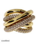 Damaso -Four Row Yellow Gold and Diamond Ring