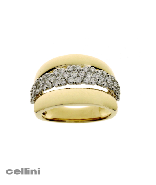 Damaso -Three Row Yellow and White Gold Diamond Ring