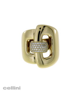 Damaso -Yellow Gold Buckle Diamond Ring