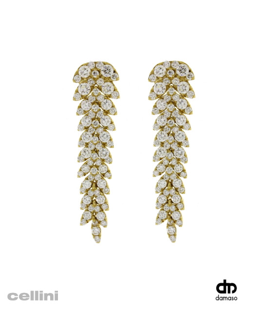 Damaso Diamond Leaf Yellow Gold Earrings