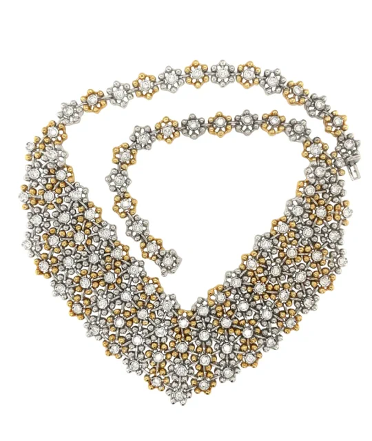 Damiani Yellow and White Gold Bib Diamond Necklace