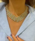 Damiani Yellow and White Gold Bib Diamond Necklace