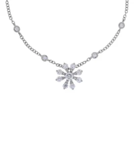 Demasso White Gold And Diamond Flower Pendant- 1GA0270276-3