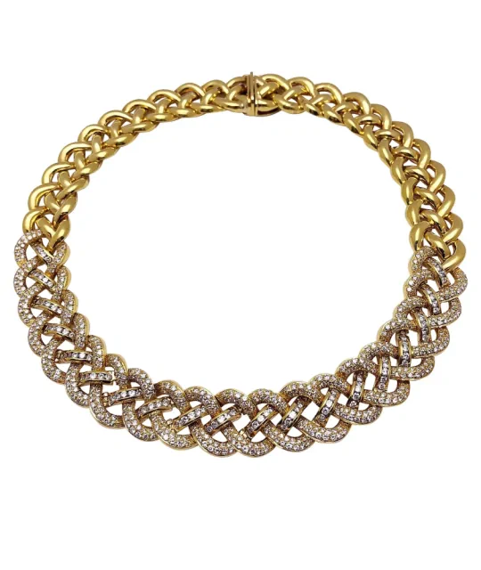 Diamond Yellow Gold Braided Collar Necklace