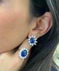 Diamonds and Sapphire Ring and Earring