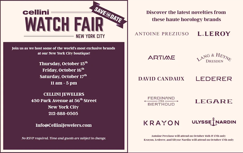 Cellini Jewelers Watch Fair NYC