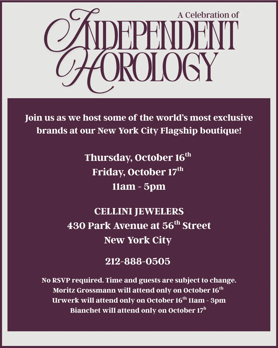 Cellini Jewelers Independent watch brands