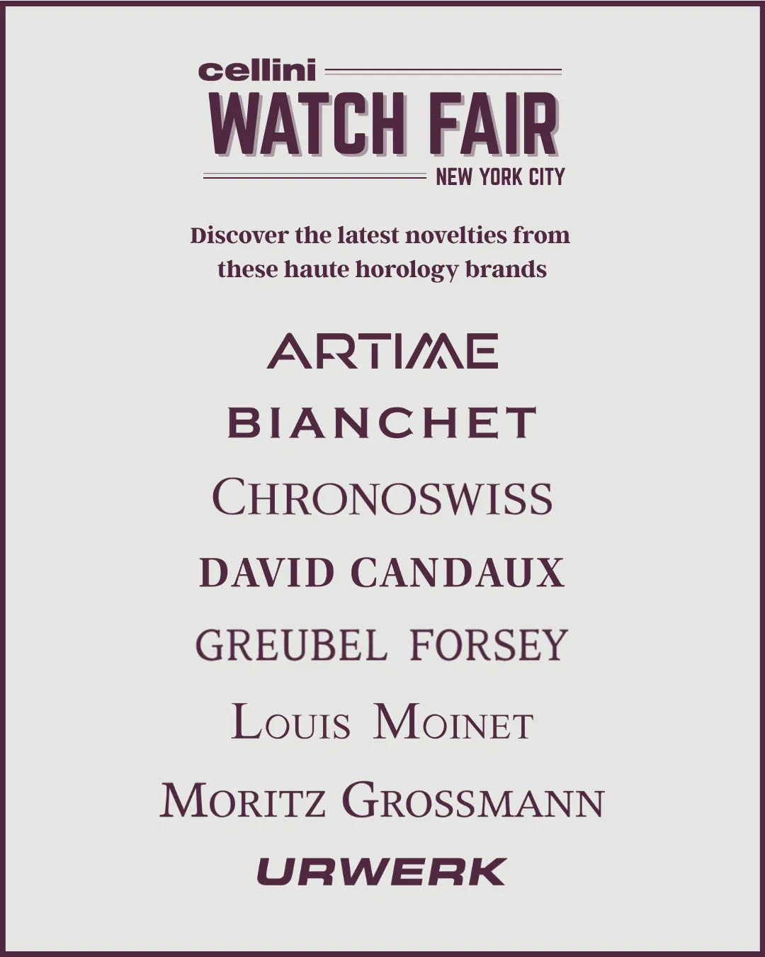 cellini Jewelers Independent Watch Fair