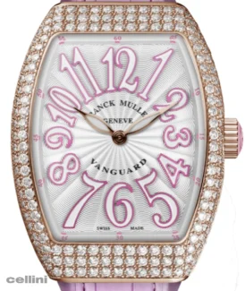 Franck Muller Slim Lady Vanguard Diamond watch with Pink dial