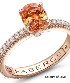 Faberge Colours of Love Rose Gold Spessartite Garnet with Diamond Shoulders Ring