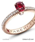 Fabergé Colours of love RUBY with Diamond Shoulders Ring