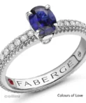 faberge Colours of Love Fluted Blue Sapphire Ring with Diamond Shoulders RING