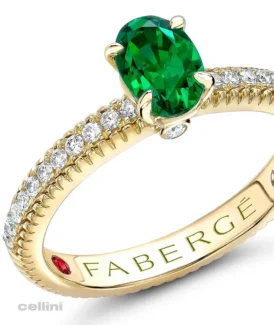 Fabergé Colours of love Yellow Gold Emerad Diamond fluted Ring