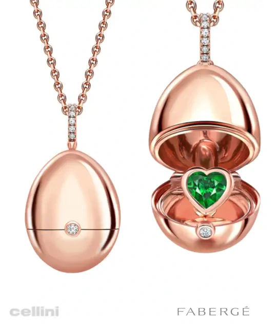Fabergé Essence Rose Gold Emerald Heart Surprise Locket