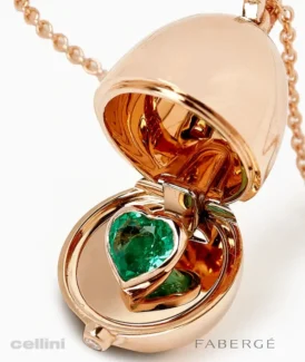Fabergé Essence Rose Gold Emerald Heart Surprise Locket