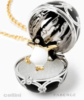Fabergé Heritage White Gold Diamnond teal guilloche enamel snowflake surprise locket