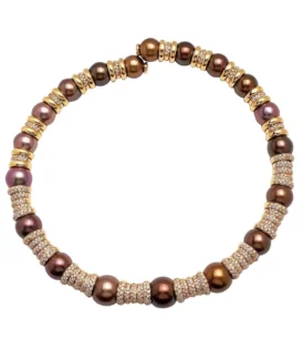 G.Verdi Diamond & SouthSea Brown Pearl Collar Necklace