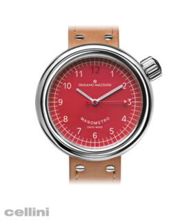 Giuliano Mazzuoli Manometro Compressed Polished Red Dial Watch