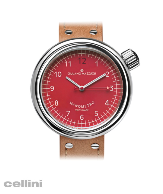 Giuliano Mazzuoli Manometro Compressed Polished Red Dial Watch