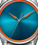 H Moser Pioneer Center Spiced Aqua Stainless Steel Watch