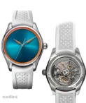 H Moser Pioneer Center Spiced Aqua Stainless Steel Watch