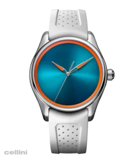 H Moser Pioneer Center Spiced Aqua Stainless Steel Watch