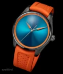 H Moser Pioneer Center Spiced Aqua Stainless Steel Black DLC watch