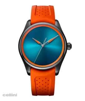 H Moser Pioneer Center Spiced Aqua Stainless Steel Black DLC watch
