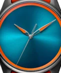 H Moser Pioneer Center Spiced Aqua Stainless Steel Black DLC watch