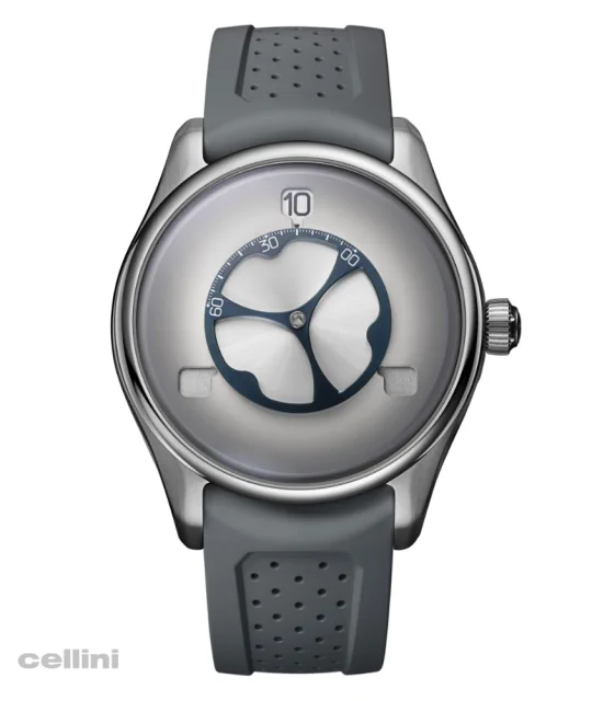 H Moser Pioneer Flying Hours White Fume Stainless Steel Watch