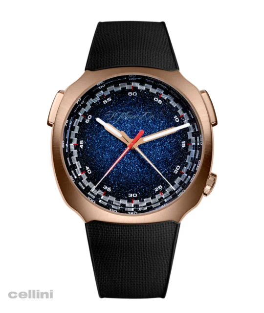 H.Moser Streamliner Flyback Chronograph Matrix Blue fume Rose Gold Automatic Watch