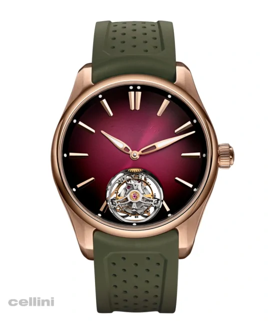 HMoser Pioneer Tourbillon Burgundy_3805-0400- gold watch