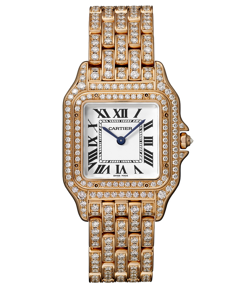 cartier rose gold and diamond watch