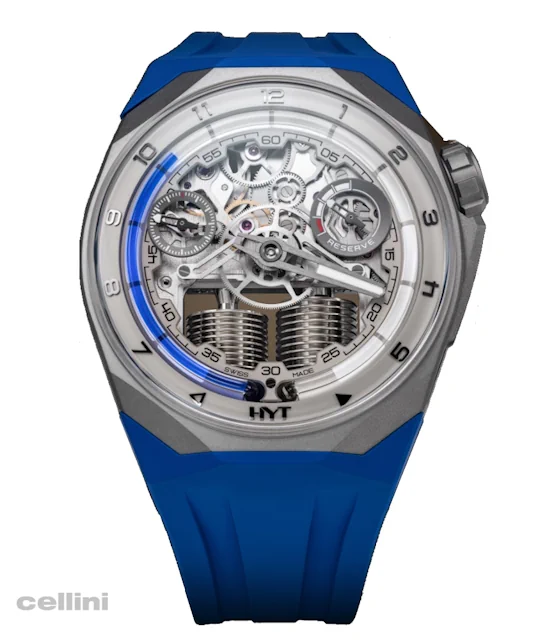 HYT S1 Beadblasted Titanium Blue Watch