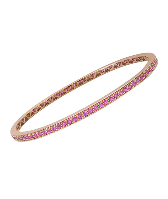 Rose Gold Stackable Bangle with Pink Sapphires