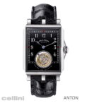 Lang & Heyne Cellini Anton Blk Dial Strap SS Case Red Markers