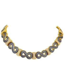 Leo de Vroomen Yellow Gold, Diamond and Gray Enamel Necklace