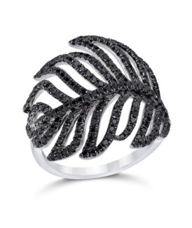 Feather Black Diamond Ring