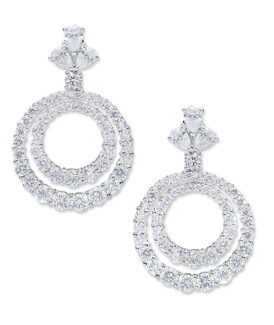 Diamond Double Circle Drop Earrings