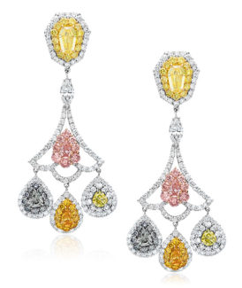Fancy Color Diamond Chandelier Earrings